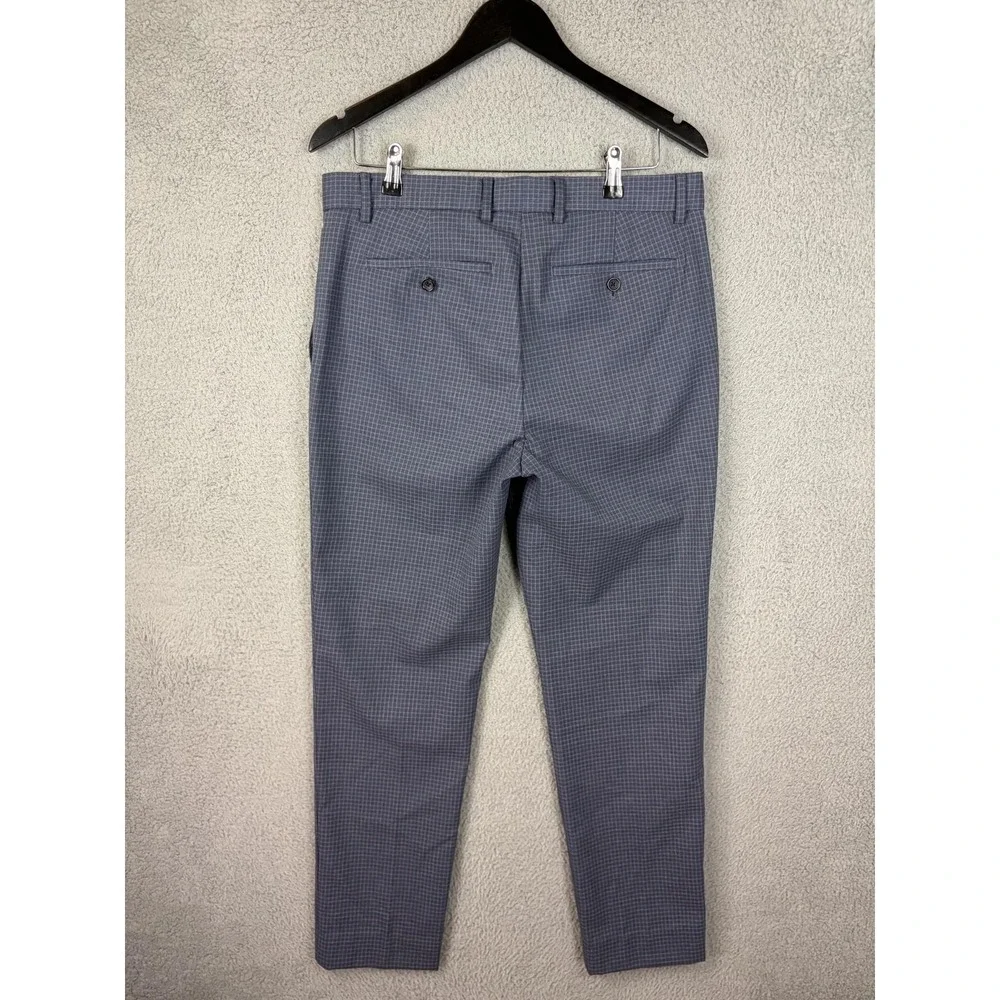 Banana Republic Dress Pants Mens 32x30 Blue Check Slim Stretch Office Casual Men